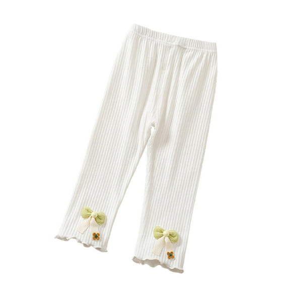 XBASW 1-7 T Girls Leggings for Toddlers Kids Pit Stripe Stretch Pants Spring Fall Comfortable Cotton Bottoms Trousers