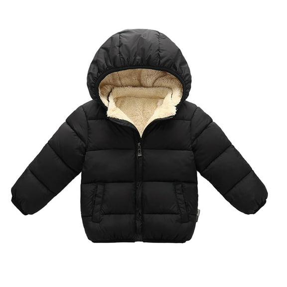 XBASW 1-7 Years Winter Fleece Coats for Toddler Kids Baby Padded Light Puffer Jacket Boys Girls Thick Outerwear with Hoods