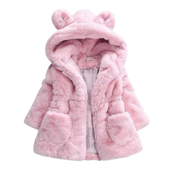 XBASW 1-8 Years Girls Winter Warm Coat Jacket with Ear Hood for Baby Kids Fleece Snowsuit Thicken Wool Warm Outwear for Girls