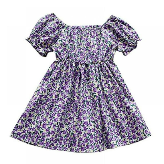 XBASW 1-8T Girls Casual Dresses for Toddler Kids Pullover Dot Print Dress Summer Short Sleeve Sundress for Baby Girls