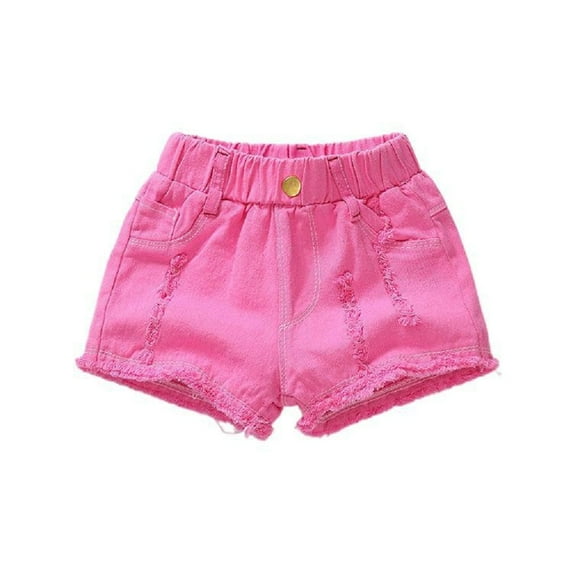 XBASW 1-8T Girls Jeans Shorts Summer Denim Hot Pants Solid Color Holes Shorts Pants for Baby Toddler Kids