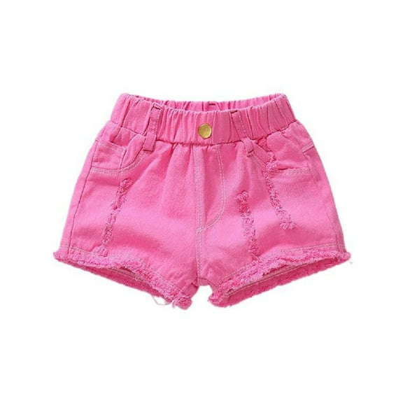 XBASW 1-8T Girls Jeans Shorts Summer Denim Hot Pants Solid Color Holes Shorts Pants for Baby Toddler Kids