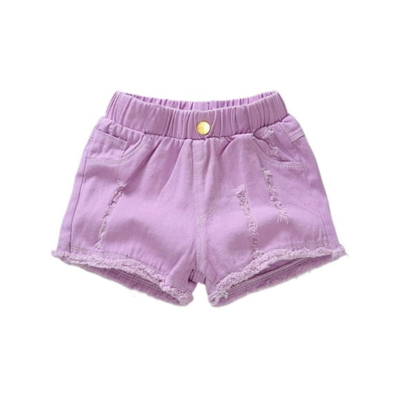 XBASW 1-8T Girls Jeans Shorts Summer Denim Hot Pants Solid Color Holes Shorts Pants for Baby Toddler Kids