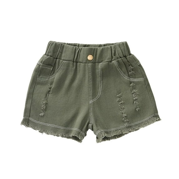 XBASW 1-8T Girls Jeans Shorts Summer Denim Hot Pants Solid Color Holes Shorts Pants for Baby Toddler Kids