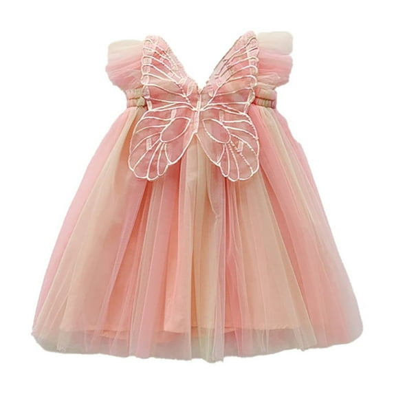 XBASW 18M-6Y Girls Tulle Tutu Dress with Butterfly Wing Mesh Princess Dress for Baby Kids Toddler