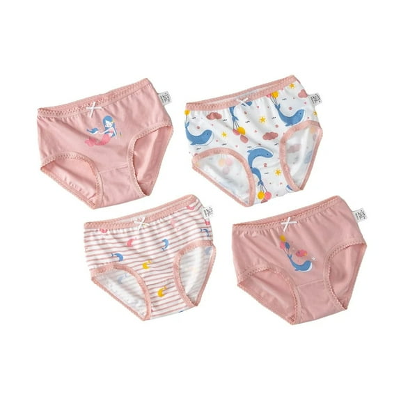 XBASW 2-10 Years Girls Cotton Briefs Underwear for Baby Toddler Soft Panties Comfort Triangle Shorts for Kids 4PCS