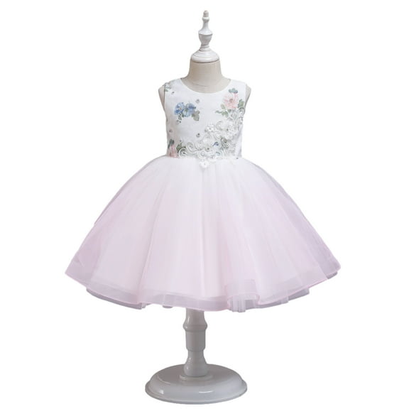 XBASW 2-10T Girls Dresses for Baby Kids Ruffle Lace Princess Dress Pageant Party Wedding Flower Girl Gown Dress