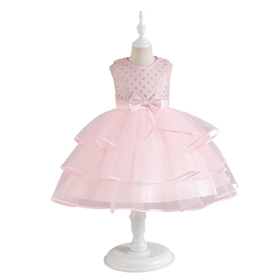 XBASW 2-10T Girls Sequins Princess Dresses for Toddler Baby Sleeveless Performance Tutu Flower Girl Party Gown for Kids