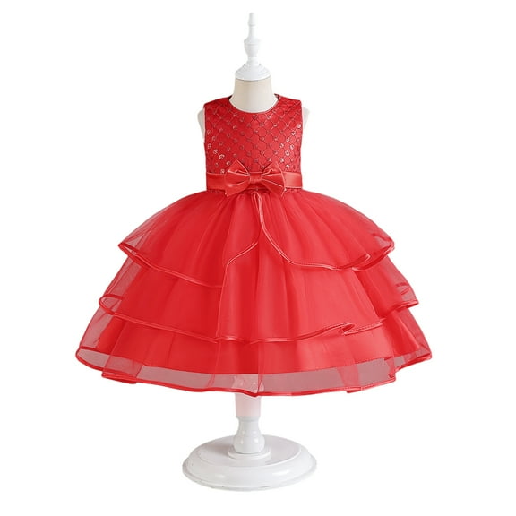 XBASW 2-10T Girls Sequins Princess Dresses for Toddler Baby Sleeveless Performance Tutu Flower Girl Party Gown for Kids