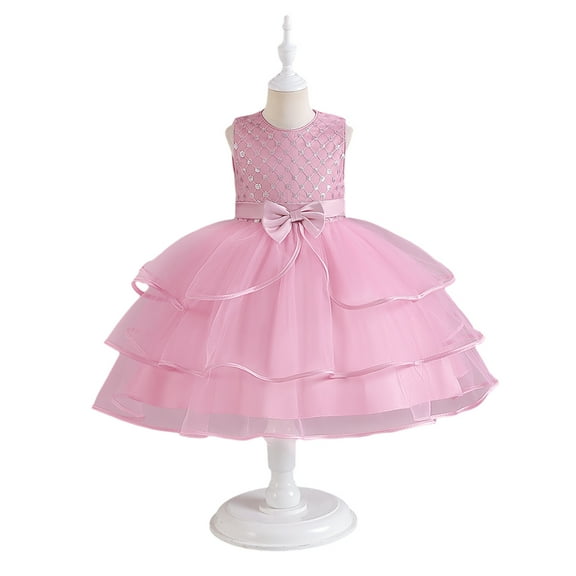 XBASW 2-10T Girls Sequins Princess Dresses for Toddler Baby Sleeveless Performance Tutu Flower Girl Party Gown for Kids