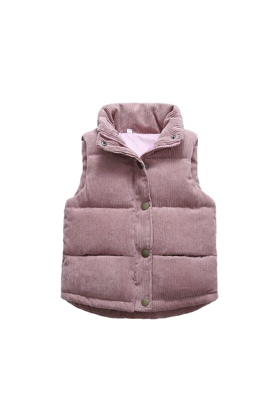 2-10Y Girls Boys Corduroy Vest for Toddler Baby Winter Sleeveless Jacket Stand Collar Warm Waistcoat Coat for Kids