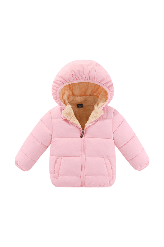 2-7 Years Boys Girls Winter Fleece Coats Jacket for Kids Baby Zipper Windproof Jacket Warm Hooded Outwear for Toddler