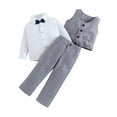 thumbnail image 1 of XBASW 2-7T Boys Gentleman Outfit for Kids Baby Dress Shirt with Bowtie + Vest + Pants 4PCS Set for Boys Spring Fall Formal Suits, 1 of 8