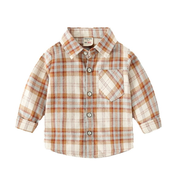 XBASW 2-7T Boys' Long Sleeve Shirt Plaid Button down Blouses Spring Fall Cotton Dress Shirt for Baby Toddler Kids