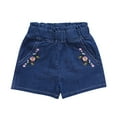 thumbnail image 1 of XBASW 2-7T Girls Embroidery Jeans Shorts for Kids Baby Summer Elastic Waist Denim Shorts Pants, 1 of 8