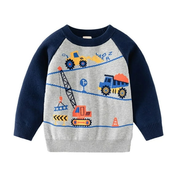 XBASW 2-9 Years Boys Pullover Sweater Cotton Long Sleeve Knit Tops Autumn Winter Crewneck Sweatshirt Sweaters for Baby Toddler Kids