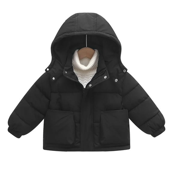 XBASW 2-9T Boys Girls down Cotton Jacket Winter Coat with Pocket Hooded Windproof Zipper Outerwear for Baby Toddler Kids