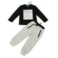 thumbnail image 1 of XBASW 2PCS Boys Sweatsuit Set for Kids Toddler Boys Letter Printing Sweatshirt + Jogger Sweatpants Spring Fall Tracksuit Outfit 3-7T, 1 of 7