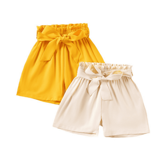 XBASW 2PCS Kids Baby Girls Sweet Shorts Bowknot Belt Casual Shorts Summer Solid Color Shorts Pants for Girls
