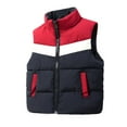 thumbnail image 1 of XBASW 3-10Y Girls Boys Puffer Cotton Vest Stand Collar Sleeveless Jacket Varsity Style Color Blocking Waistcoat for Toddler Kids, 1 of 10