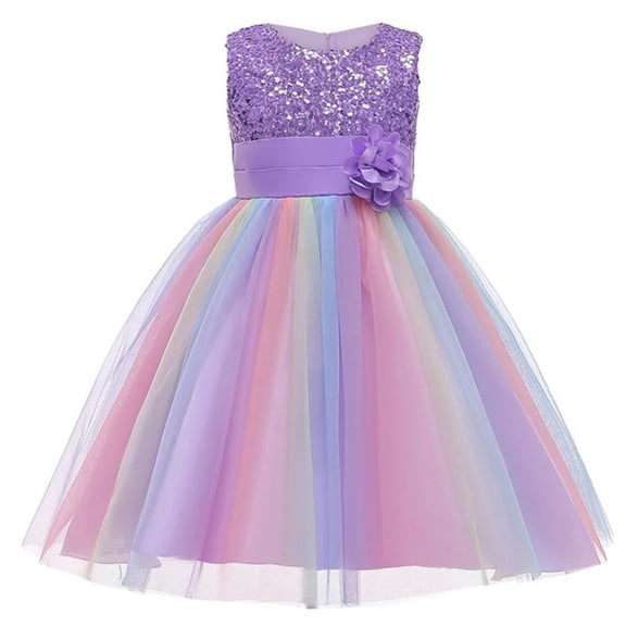 XBASW 3-10Y Girls Formal Dresses Flower Girl Sequin Tulle Princess Dresses Sleeveless Pageant Ball Party Gown for Baby Toddler Kids