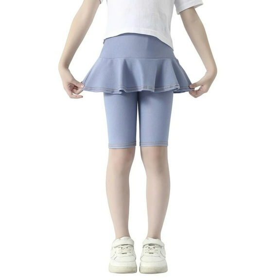 XBASW 3-11 Years Girls Leggings with Ruffle Skirt Casual Five Skirt Pants Summer Cotton Quarter Pants for Toddler Kids