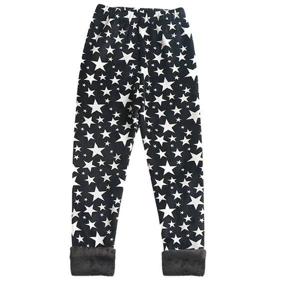 XBASW 3-12 Years Girls Fleece Leggings Printing Slim Warm Pants Winter Thick Trousers for Toddler Kids
