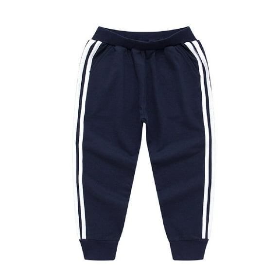 XBASW 3-12T Boys Sweatpants with Pockets for Toddler Kids Cotton Striped Jogger Pants Spring Fall Girls Elastic Waist Trousers