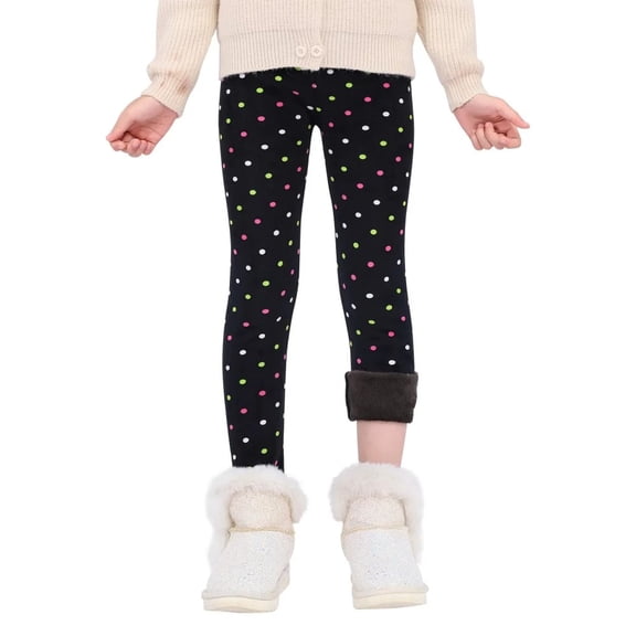 XBASW 3-13 Years Girls Winter Warm Leggings for Baby Kids Fleece Stretchy Tights Comfort Pants Printing Trousers for Girls