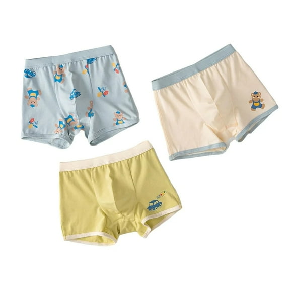 XBASW 3PCS Toddler Kids Boys Cotton Boxer Underwear Cartoon Print Briefs Breathable Four Corners Shorts Panties Size 4-11 Years
