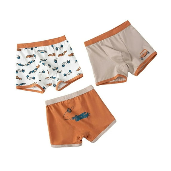 XBASW 3PCS Toddler Kids Boys Cotton Boxer Underwear Cartoon Print Briefs Breathable Four Corners Shorts Panties Size 4-11 Years