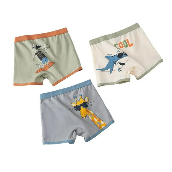 XBASW 3PCS Toddler Kids Boys Cotton Boxer Underwear Cartoon Print Briefs Breathable Four Corners Shorts Panties Size 4-11 Years