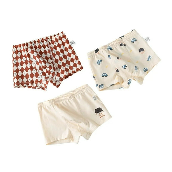 XBASW 4-11Y Boys Cartoon Printed Underwear Soft Cotton Briefs Briefs for Toddler Kids Elastic Waist Undies for Boys 3 Pack