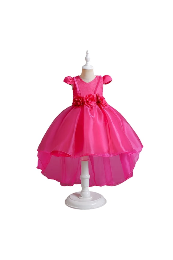 4-12T Baby Kids Girls Lace Tulle Dress Flower Girl Princess Dress Toddler Bridesmaid Pageant Party Gown Dress for Girls