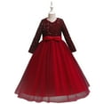 thumbnail image 1 of XBASW 4-12T Kids Sequins Flower Girl Dress Toddler Girls Party Wedding Formal Gown Long-Sleeved Princess Dresses, 1 of 8