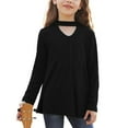 thumbnail image 1 of XBASW 4-13T Girls Solid Color T-Shirt Basic Long Sleeve Tees Spring Fall Crewneck Pullover Tops for Kids Toddler Teen, 1 of 9