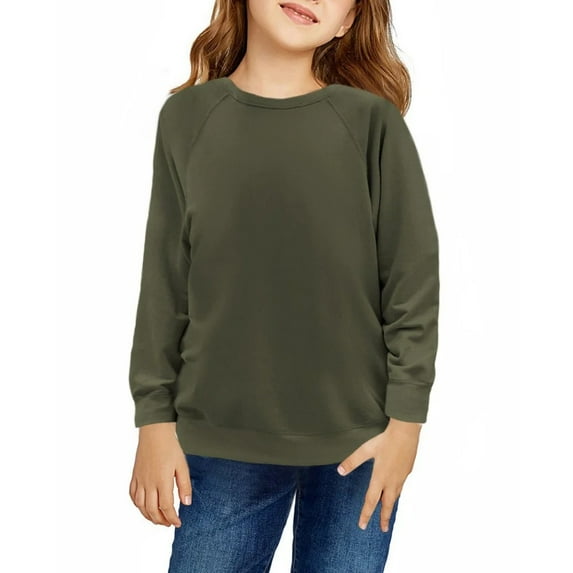 XBASW 4-13Y Girls Long Sleeve Sweatshirt Solid Color Sweater Spring Fall Tunic T-Shirt Tops for Toddler Kids Teen