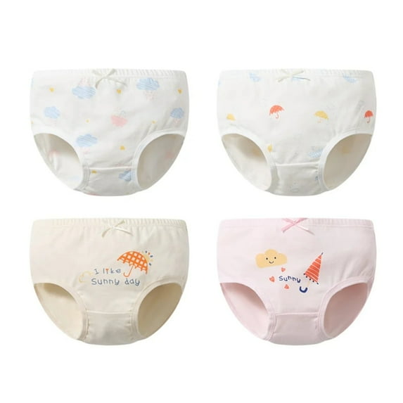 XBASW 4 Pack Girls Cotton Briefs Underwear for Kids Toddler Soft Triangle Shorts Breathable Basic Panties 4-11T