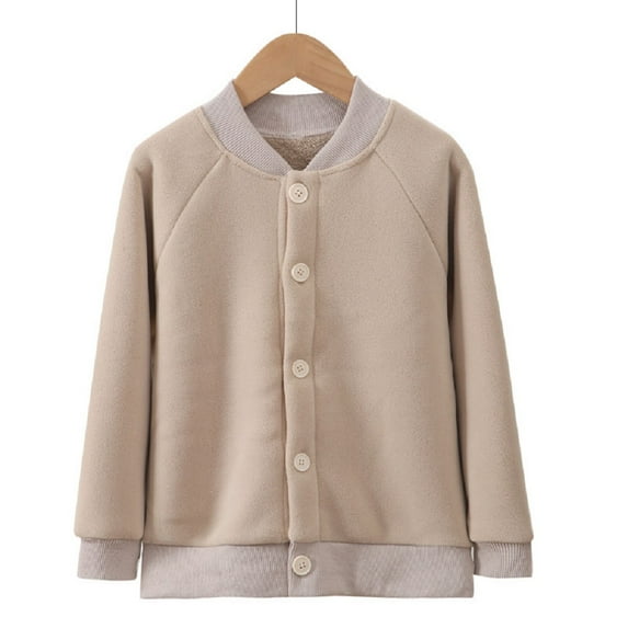 XBASW 5-14 Years Boys Girls Fleece Coat Jacket for Kids Youth Button Closure School Outwear Fall Winter Thick Top Jacket