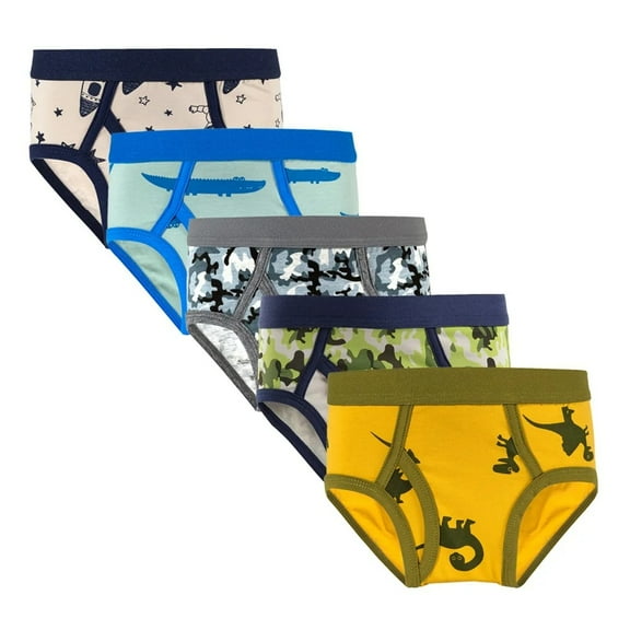 XBASW 5 Pack Toddler Boys Soft Underwear Briefs Kids Cotton Panties Cartoon Printing Triangle Shorts for Boys 1-12T