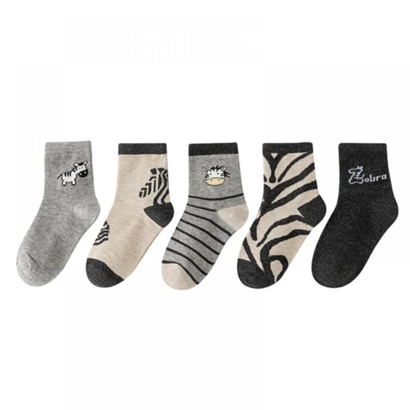 XBASW 5 Pairs Boys Girls Socks Sports Cotton Socks Soft Breathable Printing Socks for Newborns Toddlers Kids Baby 1-12Y