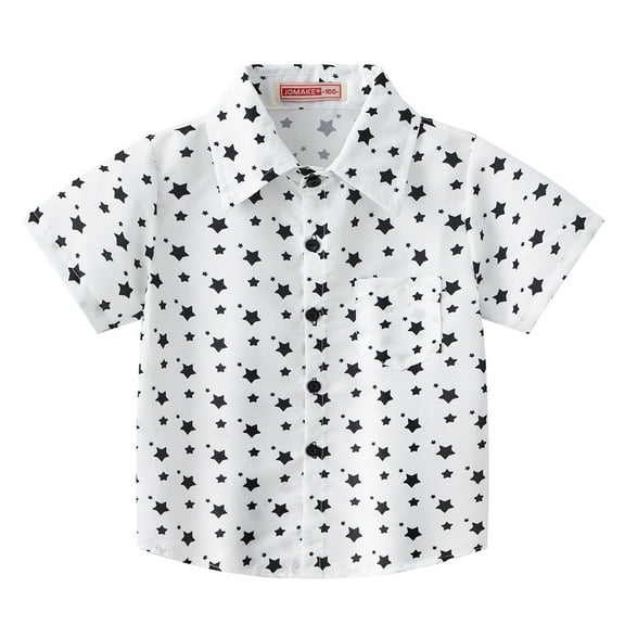XBASW 6M-7T Boys Button down Shirts Printed Short Sleeve Blouses Top Summer Shirt with Pocket for Baby Toddler Kids