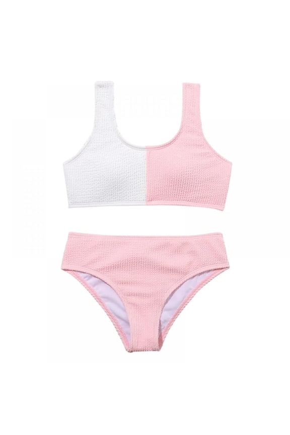 7-14Y Girls Bikini Bathing Suits 2 Piece Beach Halter Swimsuits Summer Quick Dry Swimwear for Kids Teen