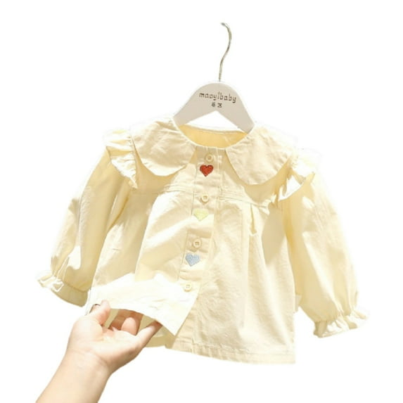 XBASW 9M-4Y Girls Shirt Long Sleeve Blouse for Toddler Baby Love Embroidered Spring Fall Casual Tops for Girls