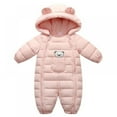 thumbnail image 1 of XBASW Baby Boys Girls Cotton Romper Coat Toddler Hooded Snowsuit Newborn Thick Warm Jumpsuit Onesies Outfit for Fall Winter 0-12M, 1 of 9