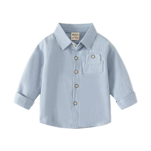 XBASW Baby Boys Long Sleeve Shirt Kids Button down Dress Shirt Spring Fall Toddler Blouses Tops for Boys 2-7T