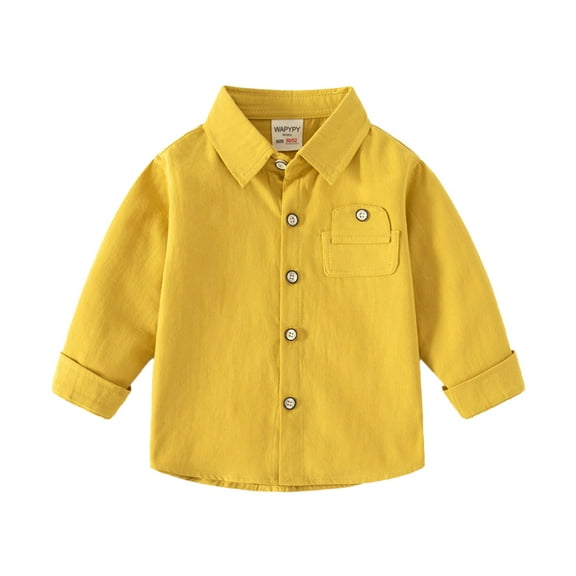 XBASW Baby Boys Long Sleeve Shirt Kids Button down Dress Shirt Spring Fall Toddler Blouses Tops for Boys 2-7T