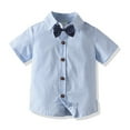 thumbnail image 1 of XBASW Baby Boys Short-Sleeved Shirt with Bowtie Toddler Gentleman Dress Shirt Summer Lapel Blouses for Boys 6M-5T, 1 of 9