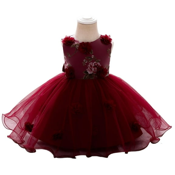 XBASW Baby Flower Princess Dresses Newborn Girls Lace Tulle Dress Wedding Pageant Party Gown Dresses for 9M-3Y