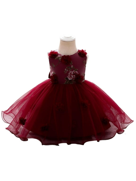 Infant Baby Girls Clothes Flower Girl Dress Toddler Formal Floral Lace Newborn Princess Wedding Bridesmaid Easter Party Dresses